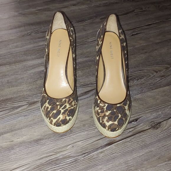Nine West cheetah print twine platform canvas  heel Sz 7 - Picture 2 of 14